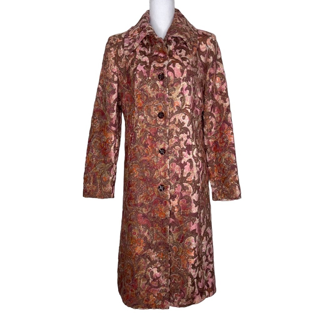 VTG Garfield Marks Grazia Coat Venetian Jacquard 8, made in NYC, Mob Wife